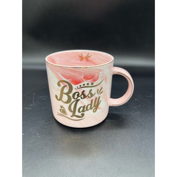 Boss Lady Pink Marble Swirl Design Coffee Mug Cup - Picture 1 of 7